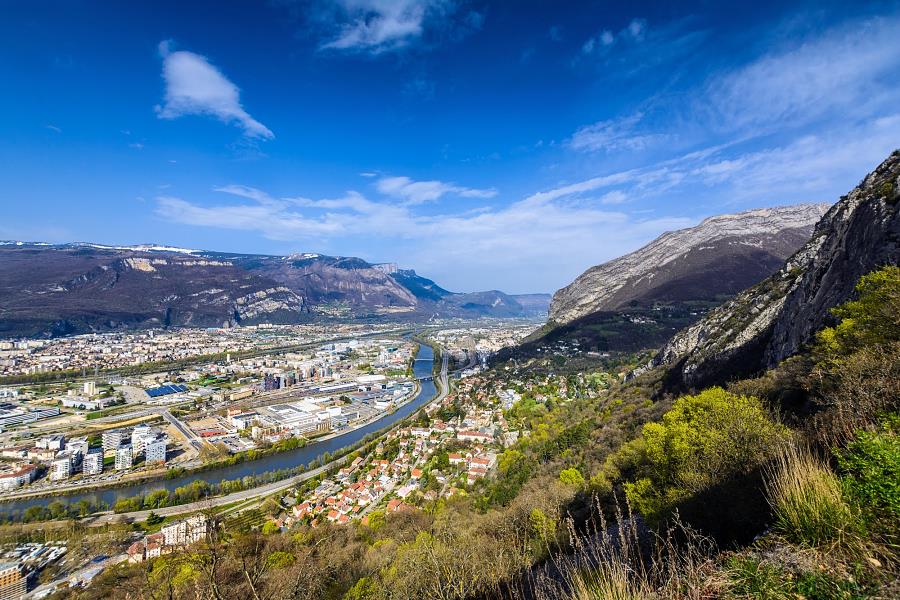 Grenoble, Stadtansicht - Drac mündest in die Isere